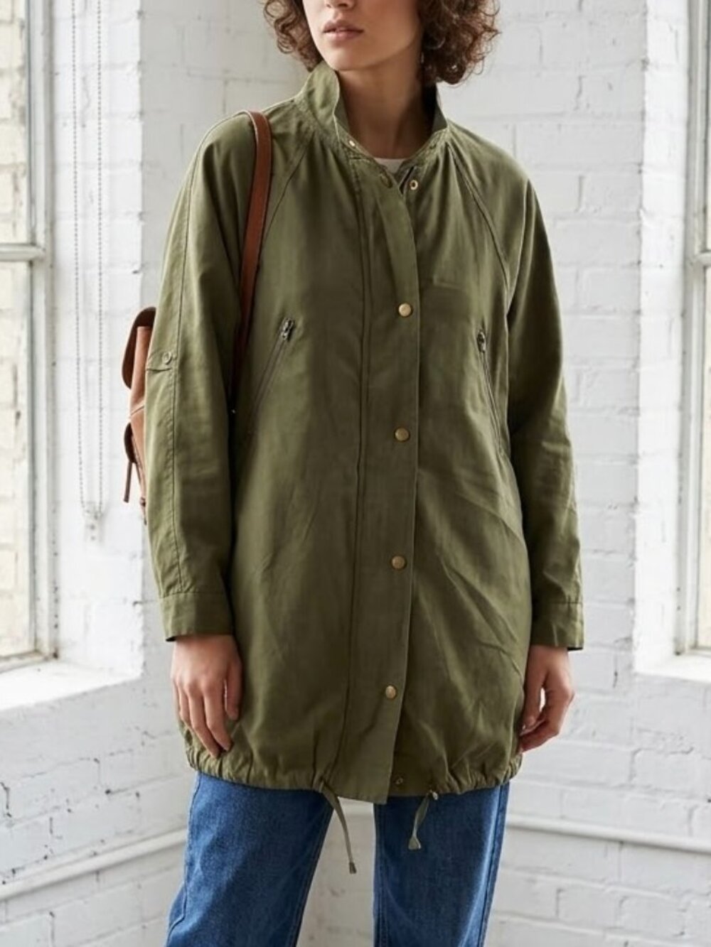 Brandy Melville Army Green Military Jacket Oversized One Size Minimalist Utility
